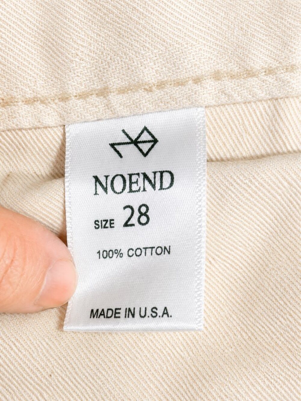 Noend Farrah Kick Flare Jeans Crop Sz 28 Ivory Cream Cotton raw hem Made in USA - Picture 6 of 6